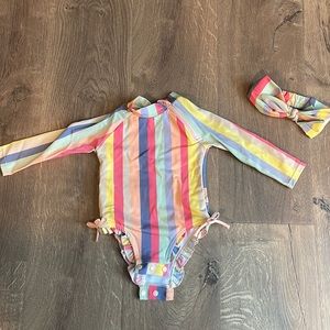 Striped one piece baby swimsuit